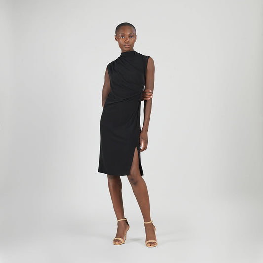 Signature Side Slit Midi Dress - Black | Clara Sunwoo Special Offer