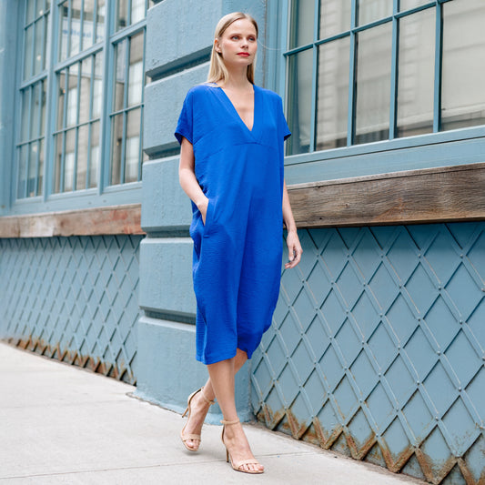 Textured Rayon - Caftan Pocket Dress - Cobalt - Final Sale | Clara Sunwoo Trusted