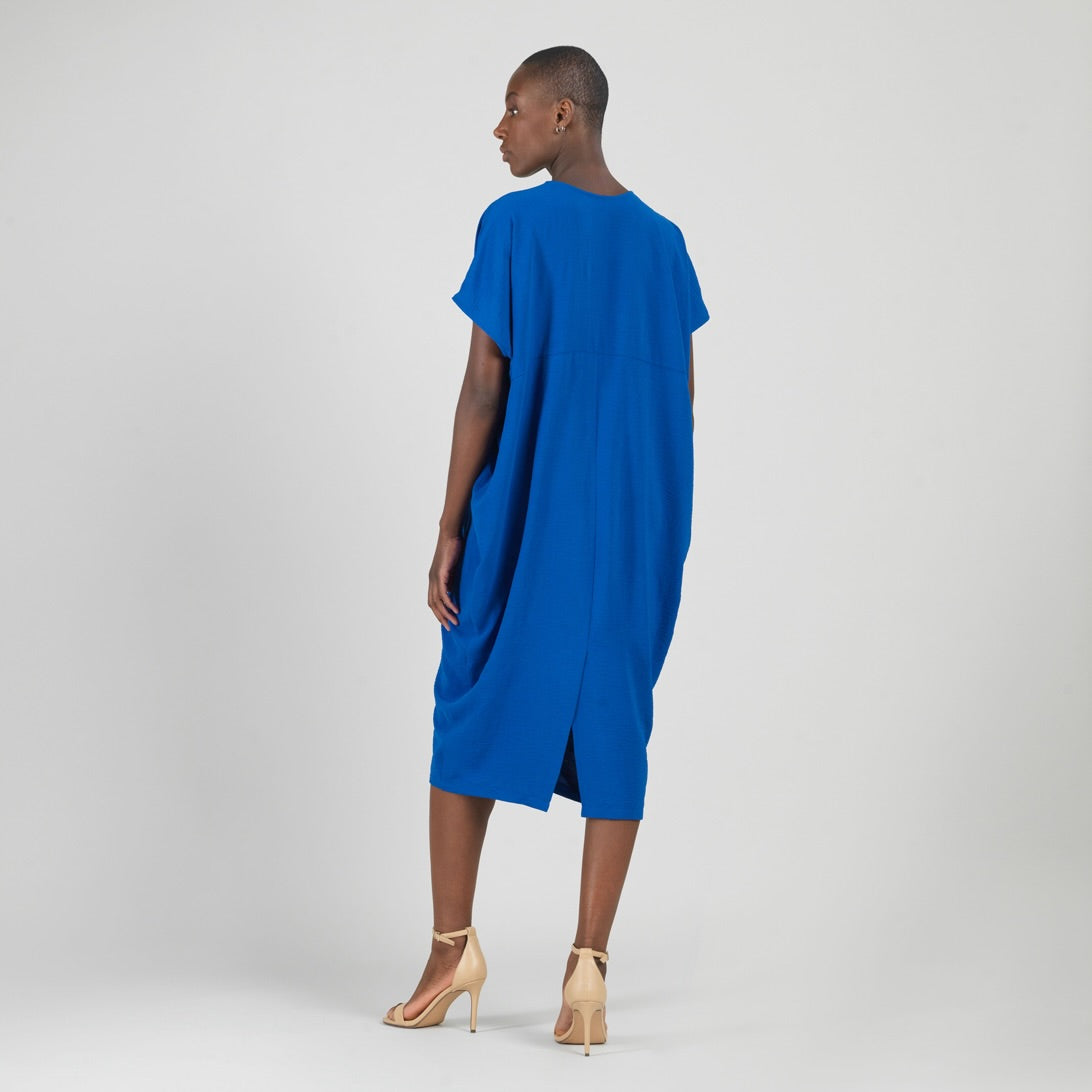 Textured Rayon - Caftan Pocket Dress - Cobalt - Final Sale | Clara Sunwoo Trusted