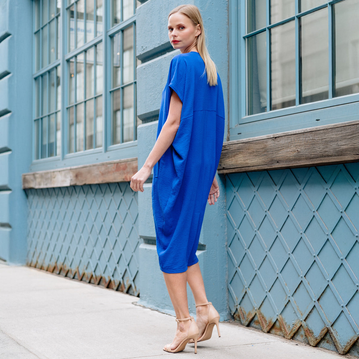 Textured Rayon - Caftan Pocket Dress - Cobalt - Final Sale | Clara Sunwoo Trusted