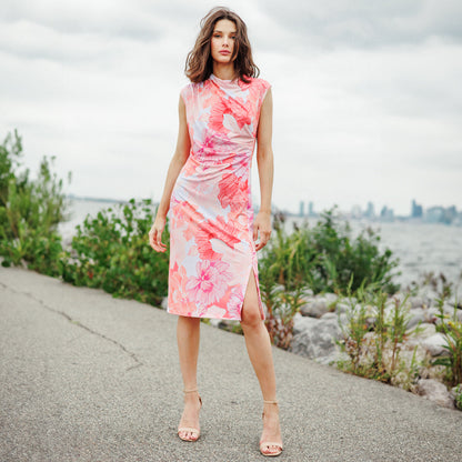 Butter Knit - Side Slit Midi Dress - Sunset Petals - Final Sale | Clara Sunwoo Great Value