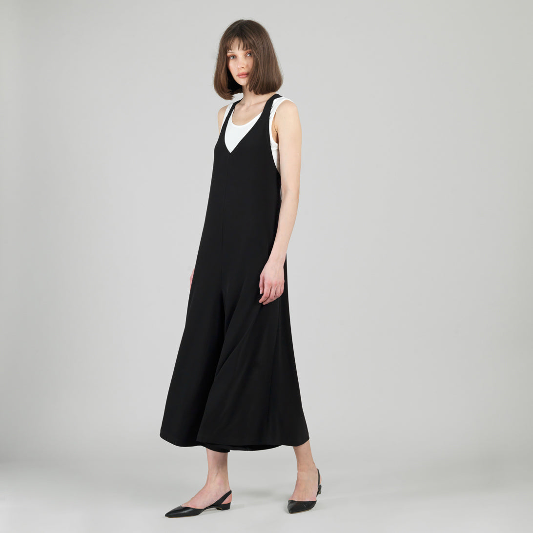 V-Neck Cross Back Jumpsuit - Black - Final Sale | Clara Sunwoo Sale