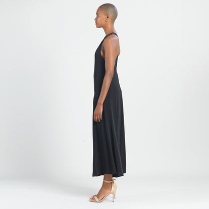 V-Neck Cross Back Jumpsuit - Black - Final Sale | Clara Sunwoo Sale