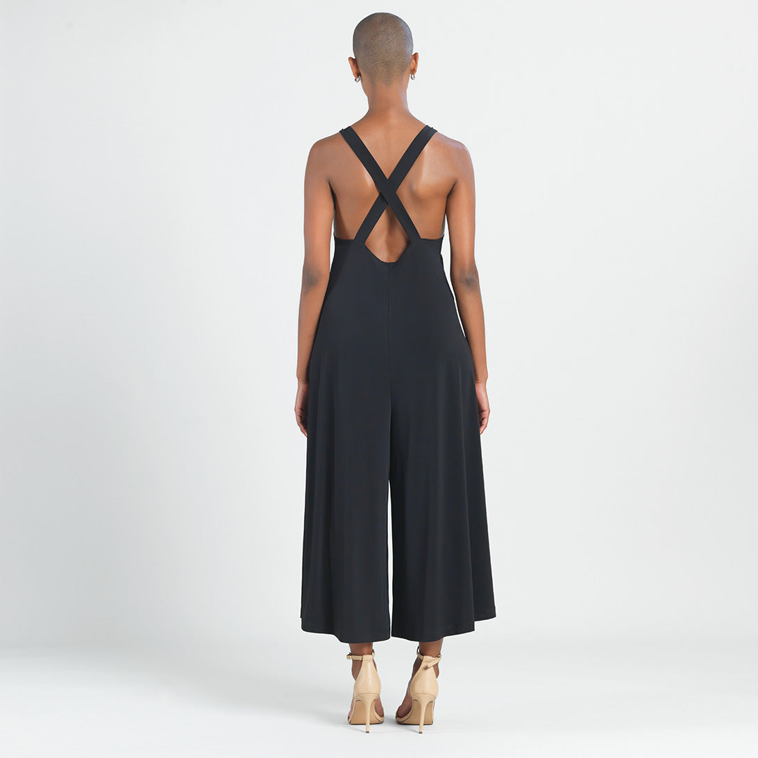 V-Neck Cross Back Jumpsuit - Black - Final Sale | Clara Sunwoo Sale