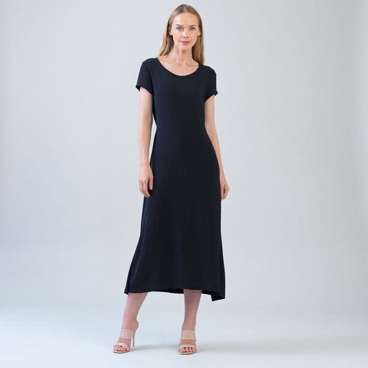Soft Textured Rayon - Tie Wrap Overlay Midi Dress - Black - Final Sale! | Clara Sunwoo Deals