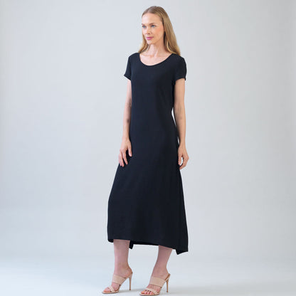 Soft Textured Rayon - Tie Wrap Overlay Midi Dress - Black - Final Sale! | Clara Sunwoo Deals