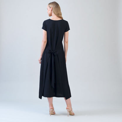 Soft Textured Rayon - Tie Wrap Overlay Midi Dress - Black - Final Sale! | Clara Sunwoo Deals