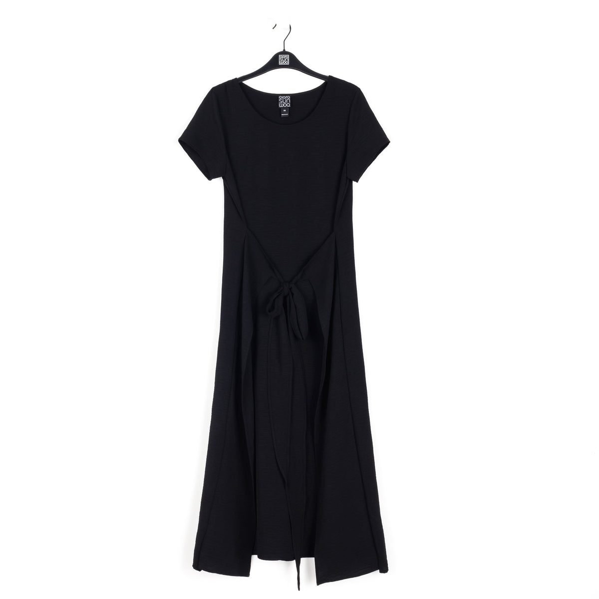 Soft Textured Rayon - Tie Wrap Overlay Midi Dress - Black - Final Sale! | Clara Sunwoo Deals