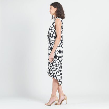 Crinkle Pleat Knit - Crossover Tulip Hem Dress - Aztec - Final Sale! | Clara Sunwoo Premium