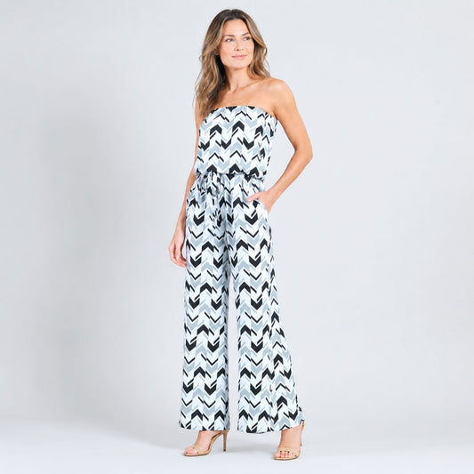 Tube Top Pocket Jumpsuit - Chevron Stripe - Final Sale! | Clara Sunwoo Best Price