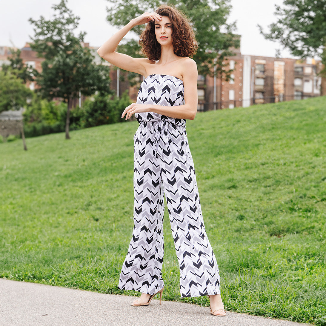 Tube Top Pocket Jumpsuit - Chevron Stripe - Final Sale! | Clara Sunwoo Best Price