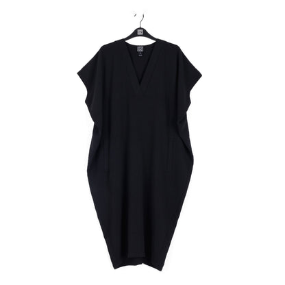 Textured Rayon - Caftan Pocket Dress - Black - Final Sale | Clara Sunwoo Essential