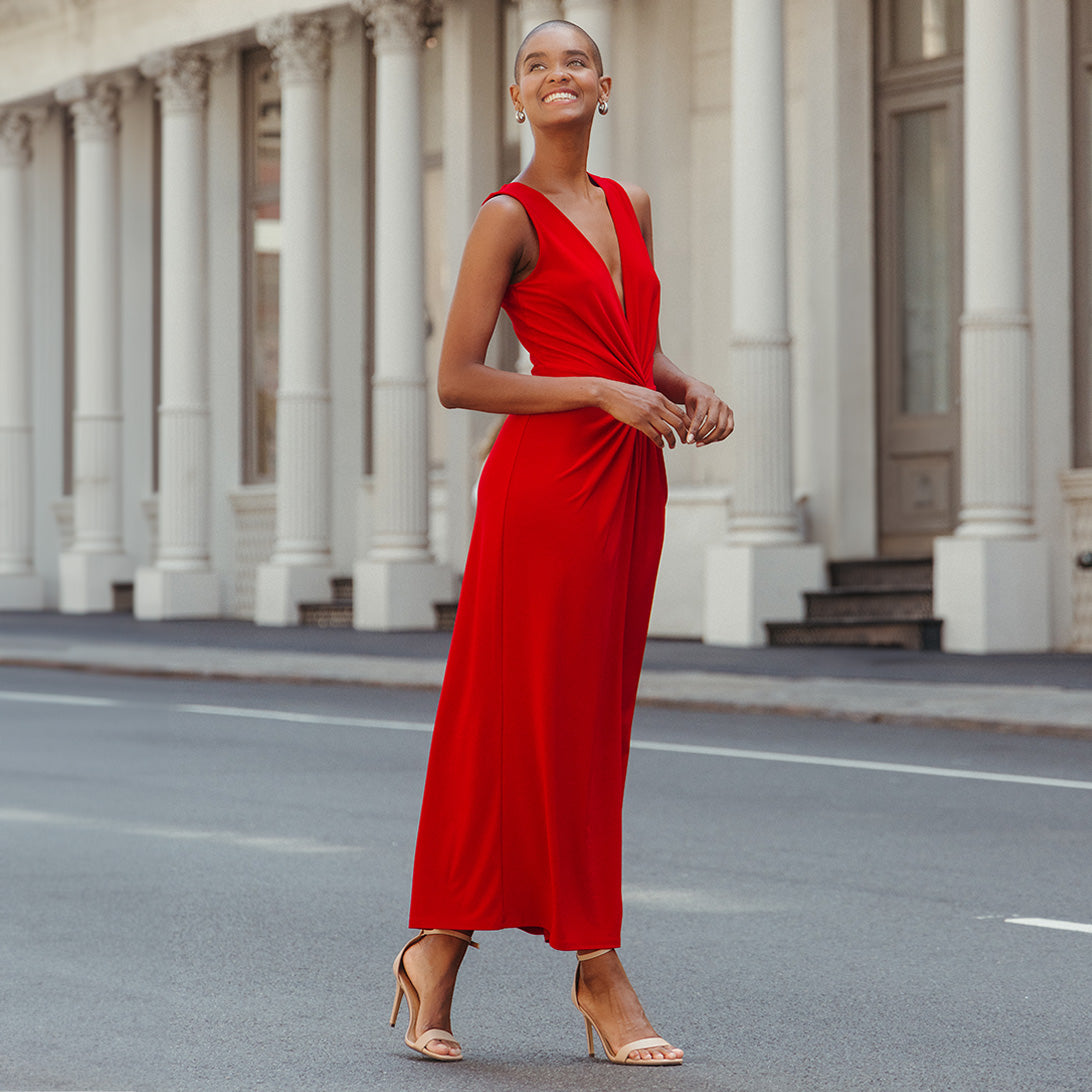 Center Slit Maxi Dress - Red - Final Sale! | Clara Sunwoo Quality