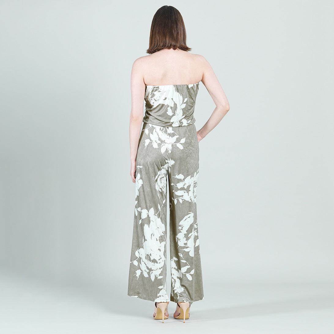 Crush Silk Knit - Tube Top Pocket Jumpsuit - Dreamy Floral-Taupe - Final Sale! | Clara Sunwoo New