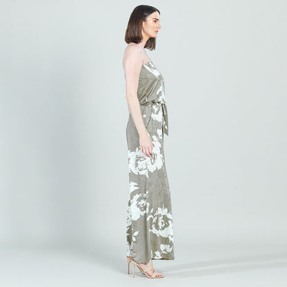 Crush Silk Knit - Tube Top Pocket Jumpsuit - Dreamy Floral-Taupe - Final Sale! | Clara Sunwoo New