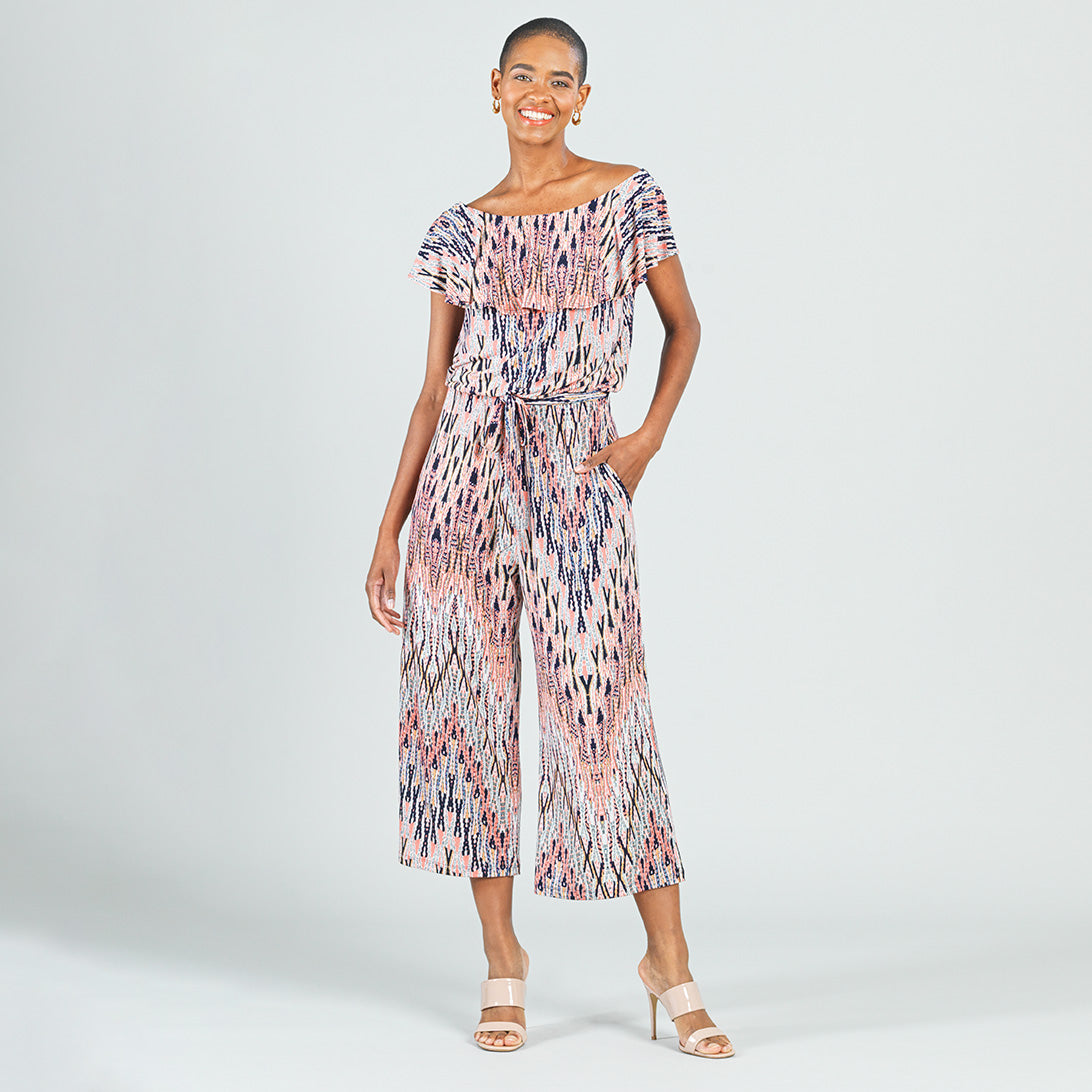 Ruffle Off Shoulder Pocket Jumpsuit - Boho Weave - Final Sale! | Clara Sunwoo Featured