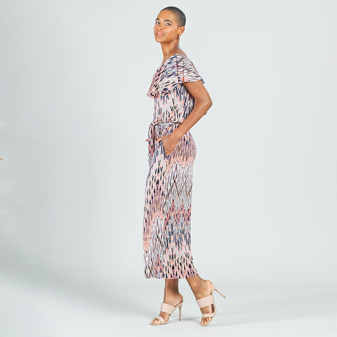Ruffle Off Shoulder Pocket Jumpsuit - Boho Weave - Final Sale! | Clara Sunwoo Featured