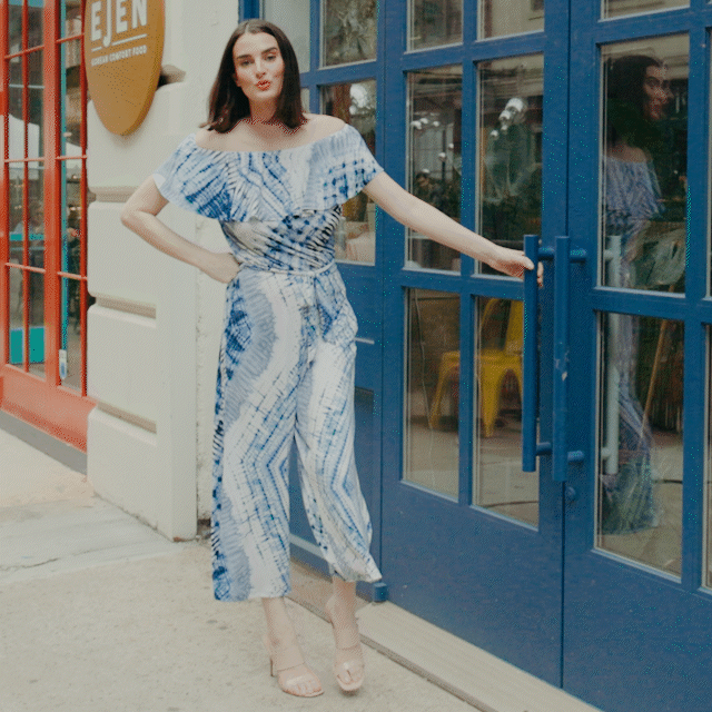 Ruffle Off Shoulder Pocket Jumpsuit - Acid Wash - Final Sale! | Clara Sunwoo Essential