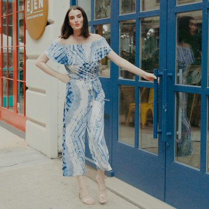 Ruffle Off Shoulder Pocket Jumpsuit - Acid Wash - Final Sale! | Clara Sunwoo Essential