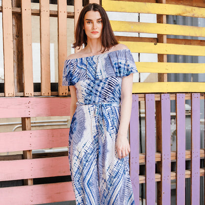 Ruffle Off Shoulder Pocket Jumpsuit - Acid Wash - Final Sale! | Clara Sunwoo Essential