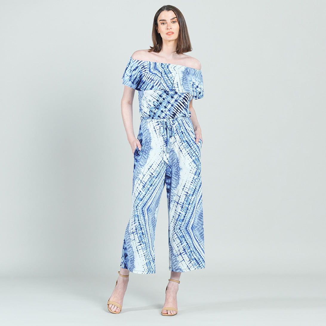 Ruffle Off Shoulder Pocket Jumpsuit - Acid Wash - Final Sale! | Clara Sunwoo Essential