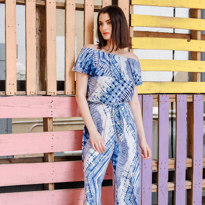 Ruffle Off Shoulder Pocket Jumpsuit - Acid Wash - Final Sale! | Clara Sunwoo Essential