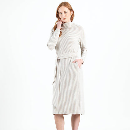 Chunky Ribbed - Tie Waist Pocket Midi Sweater Dress - Sand - Final Sale! | Clara Sunwoo Deals