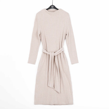 Chunky Ribbed - Tie Waist Pocket Midi Sweater Dress - Sand - Final Sale! | Clara Sunwoo Deals