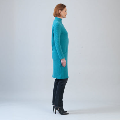 Chunky Ribbed - Tunic Pocket Sweater Dress - Teal - Final Sale! | Clara Sunwoo Signature