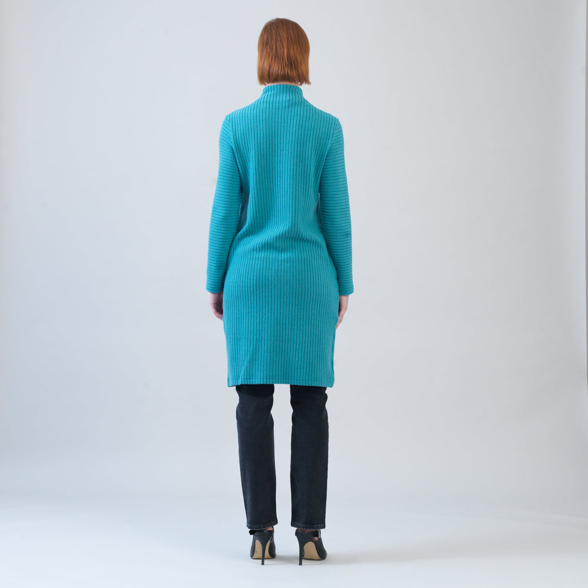 Chunky Ribbed - Tunic Pocket Sweater Dress - Teal - Final Sale! | Clara Sunwoo Signature