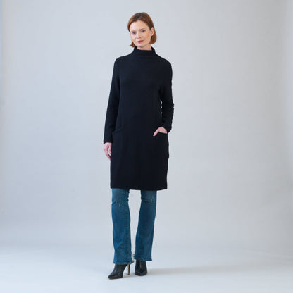 Chunky Ribbed - Tunic Pocket Sweater Dress - Black - Final Sale! | Clara Sunwoo Smart Buy