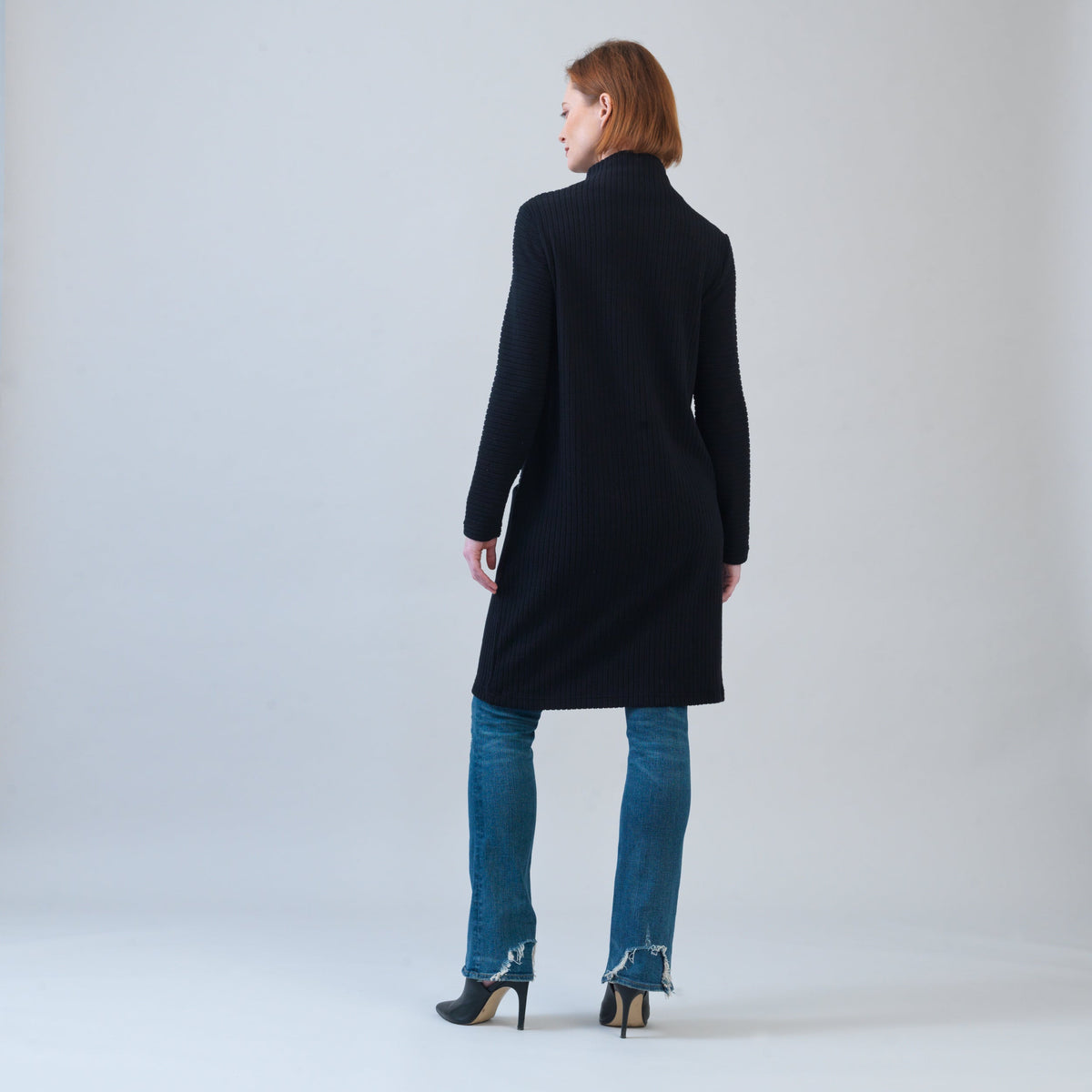 Chunky Ribbed - Tunic Pocket Sweater Dress - Black - Final Sale! | Clara Sunwoo Smart Buy