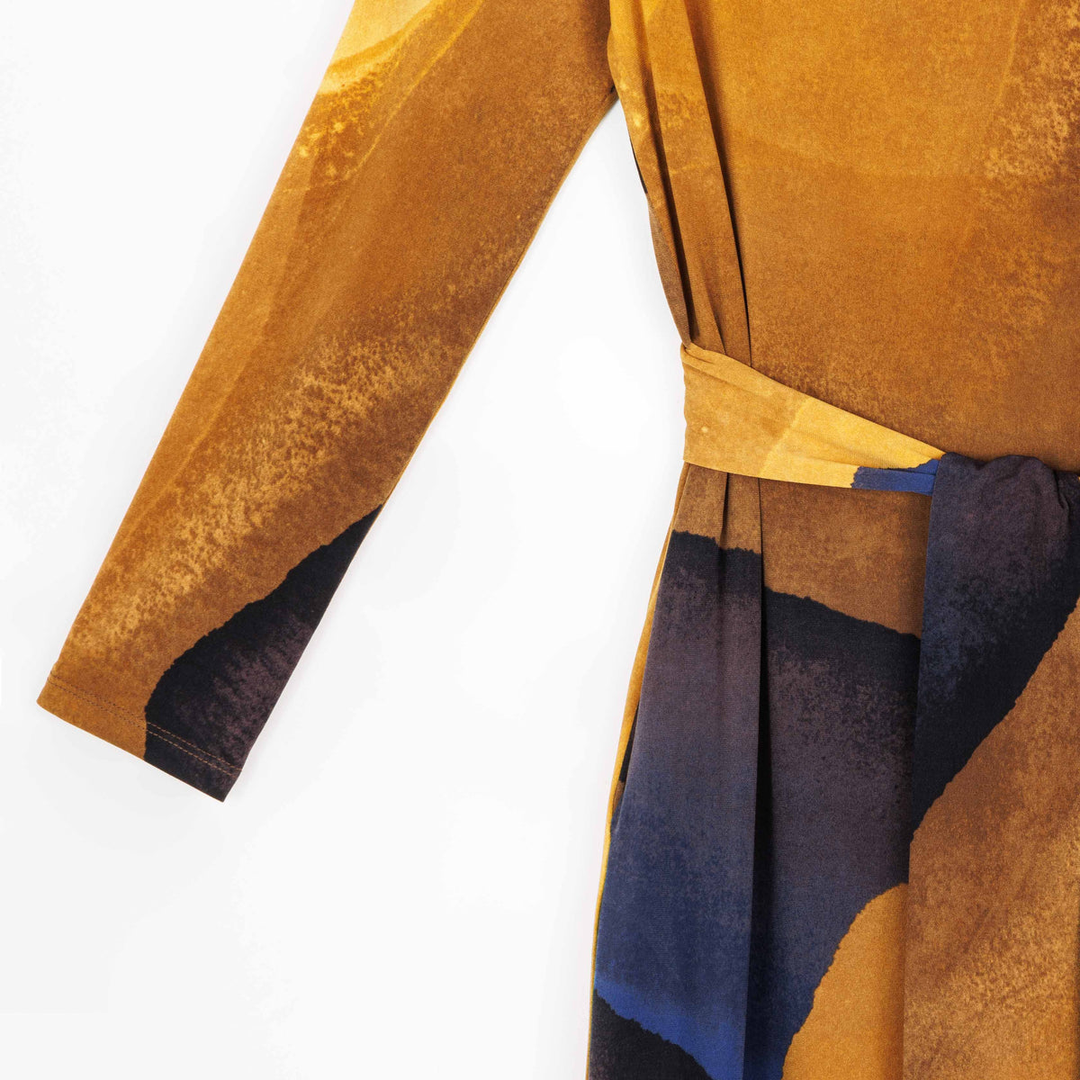 Tie Waist Pocket Midi Dress - Tan Watercolor - Final Sale! | Clara Sunwoo Latest