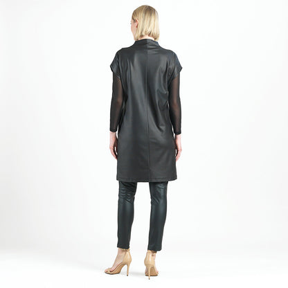 Liquid Leather™ - High Neck Tunic Pocket Dress - Black - Final Sale! | Clara Sunwoo Everyday