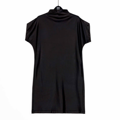 Liquid Leather™ - High Neck Tunic Pocket Dress - Black - Final Sale! | Clara Sunwoo Everyday