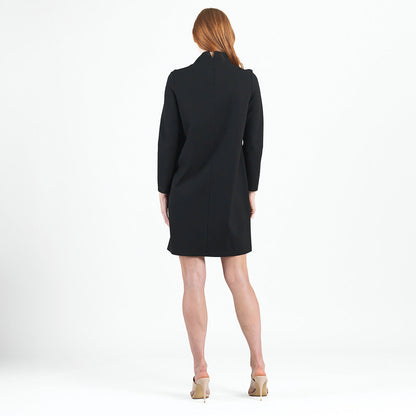 Ponte Knit - Funnel Neck Tunic Sweater Dress - Black - Final Sale! | Clara Sunwoo Essential