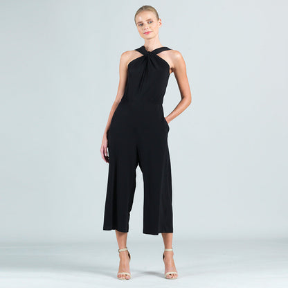 Grecian Halter Pocket Jumpsuit - Black - Final Sale! | Clara Sunwoo Quality