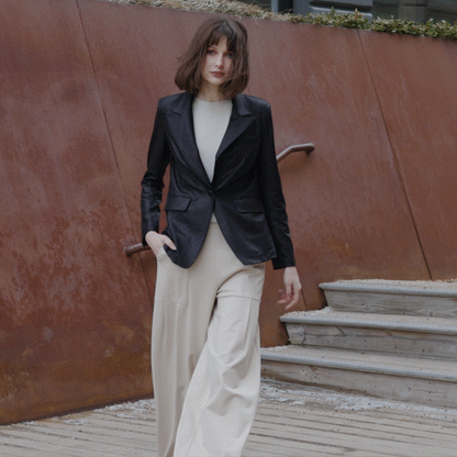 Liquid Leather™ Signature Pocket Blazer - Black | Clara Sunwoo Signature
