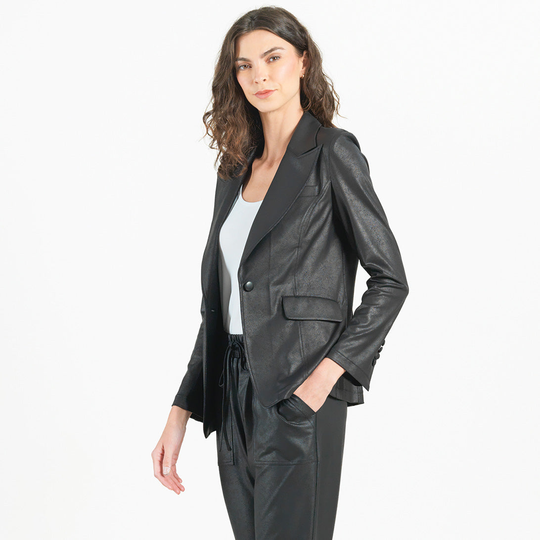 Liquid Leather™ Signature Pocket Blazer - Black | Clara Sunwoo Signature