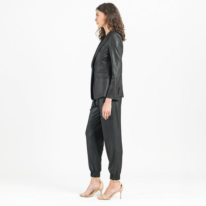 Liquid Leather™ Signature Pocket Blazer - Black | Clara Sunwoo Signature
