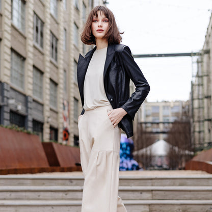 Liquid Leather™ Signature Pocket Blazer - Black | Clara Sunwoo Signature