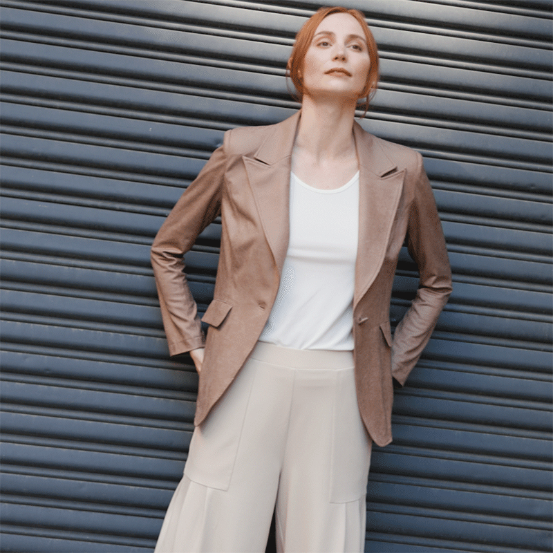 Liquid Leather™ Signature Pocket Blazer - Taupe | Clara Sunwoo Trending