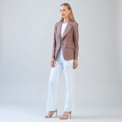 Liquid Leather™ Signature Pocket Blazer - Taupe | Clara Sunwoo Trending