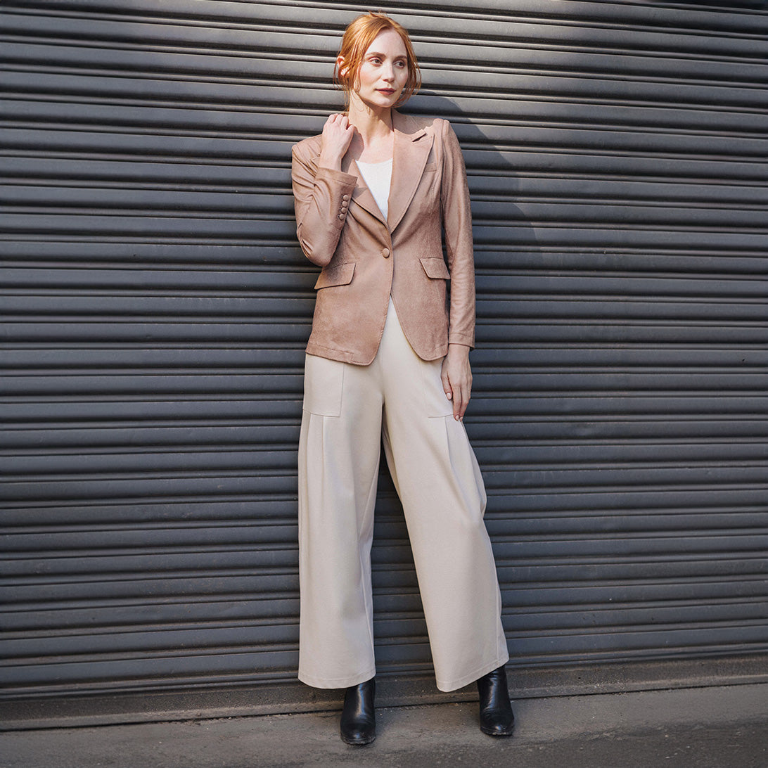 Liquid Leather™ Signature Pocket Blazer - Taupe | Clara Sunwoo Trending