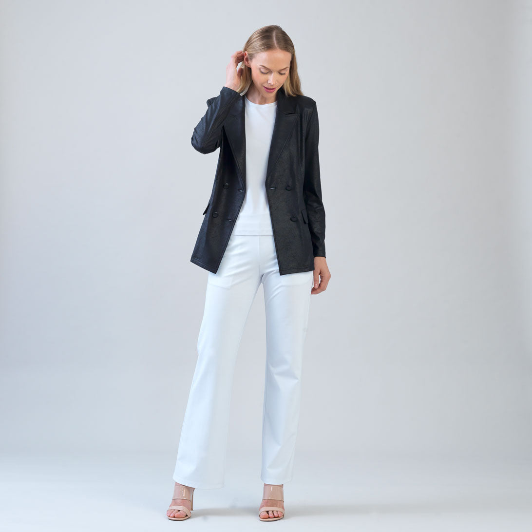 Liquid Leather™ Double Breasted Blazer - Black - Final Sale | Clara Sunwoo Customer Favorite
