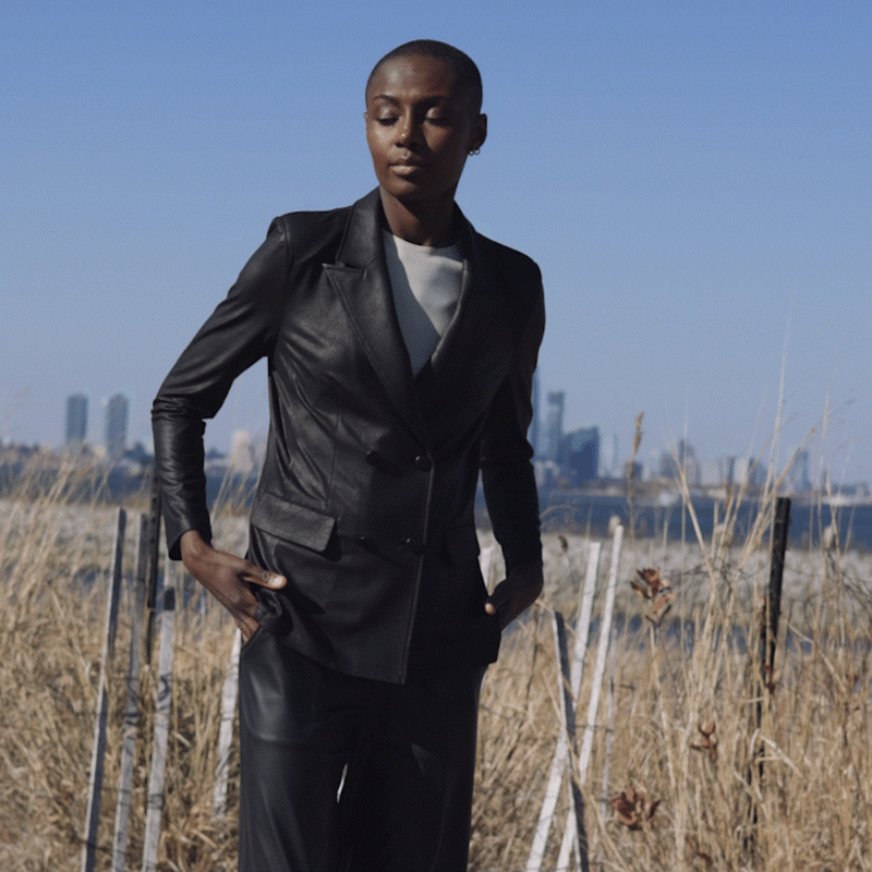 Liquid Leather™ Double Breasted Blazer - Black - Final Sale | Clara Sunwoo Customer Favorite