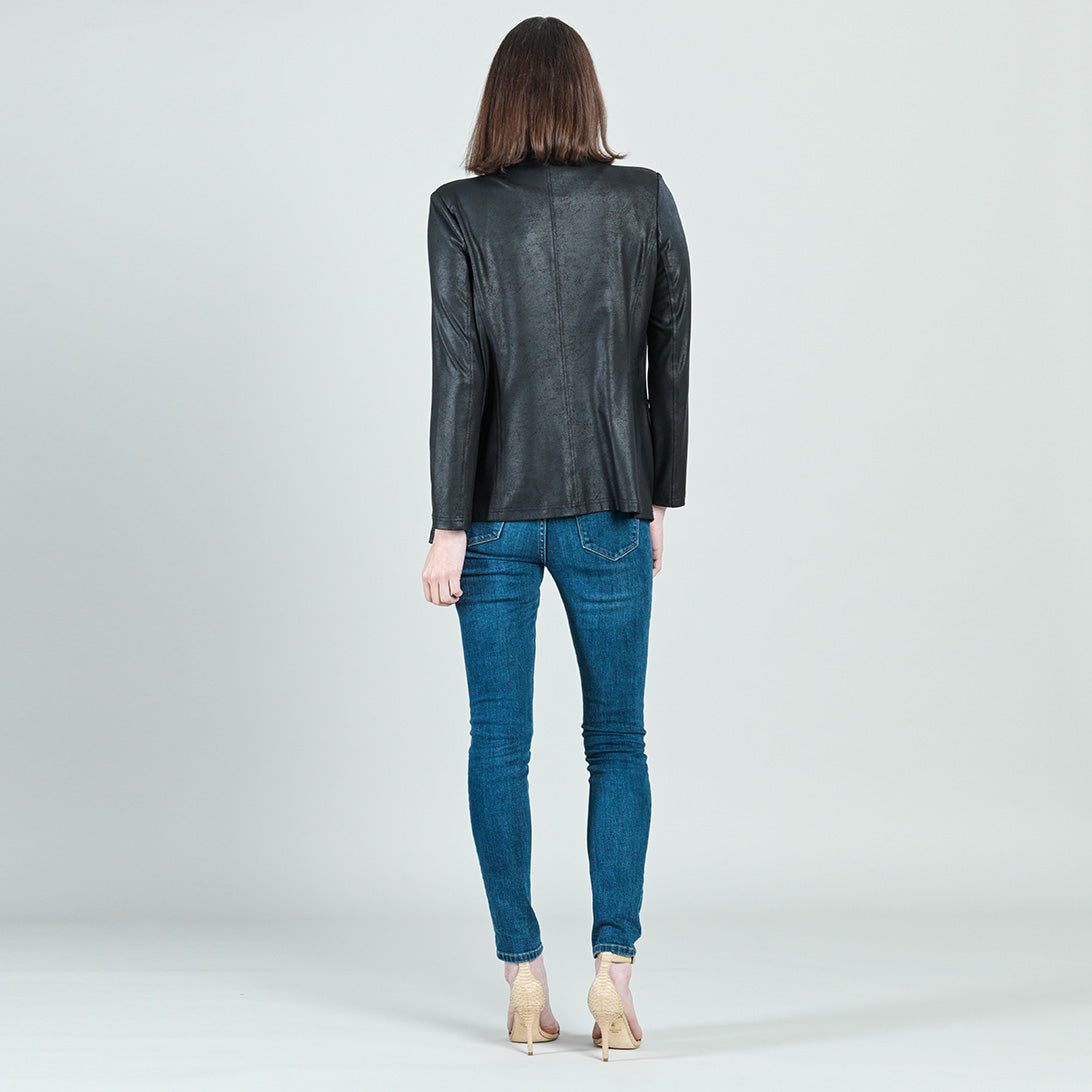 Liquid Leather™ Double Breasted Blazer - Black - Final Sale | Clara Sunwoo Customer Favorite