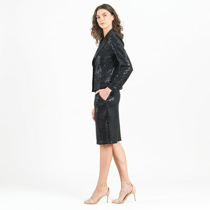 Sequin Knit - Modern Button Blazer - Black - Final Sale | Clara Sunwoo Trusted