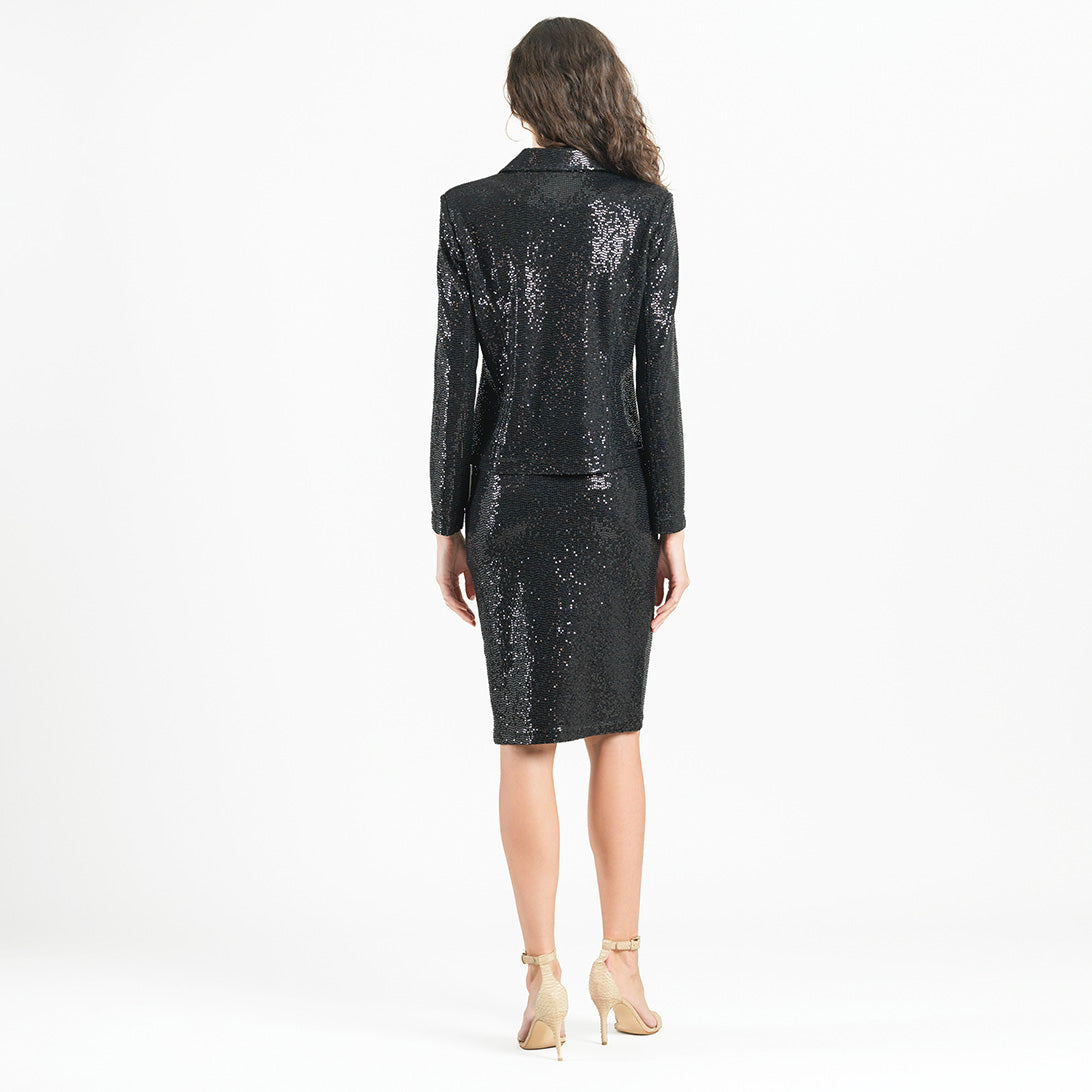 Sequin Knit - Modern Button Blazer - Black - Final Sale | Clara Sunwoo Trusted