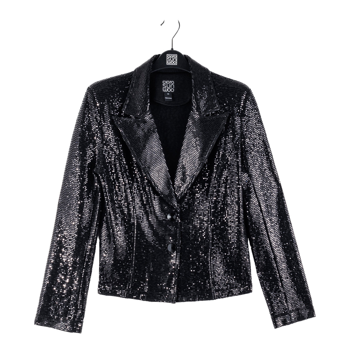 Sequin Knit - Modern Button Blazer - Black - Final Sale | Clara Sunwoo Trusted